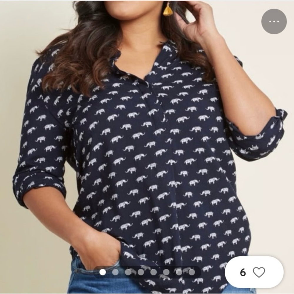 Elephant-print Henry-style blouse (XL) from Mod Cloth